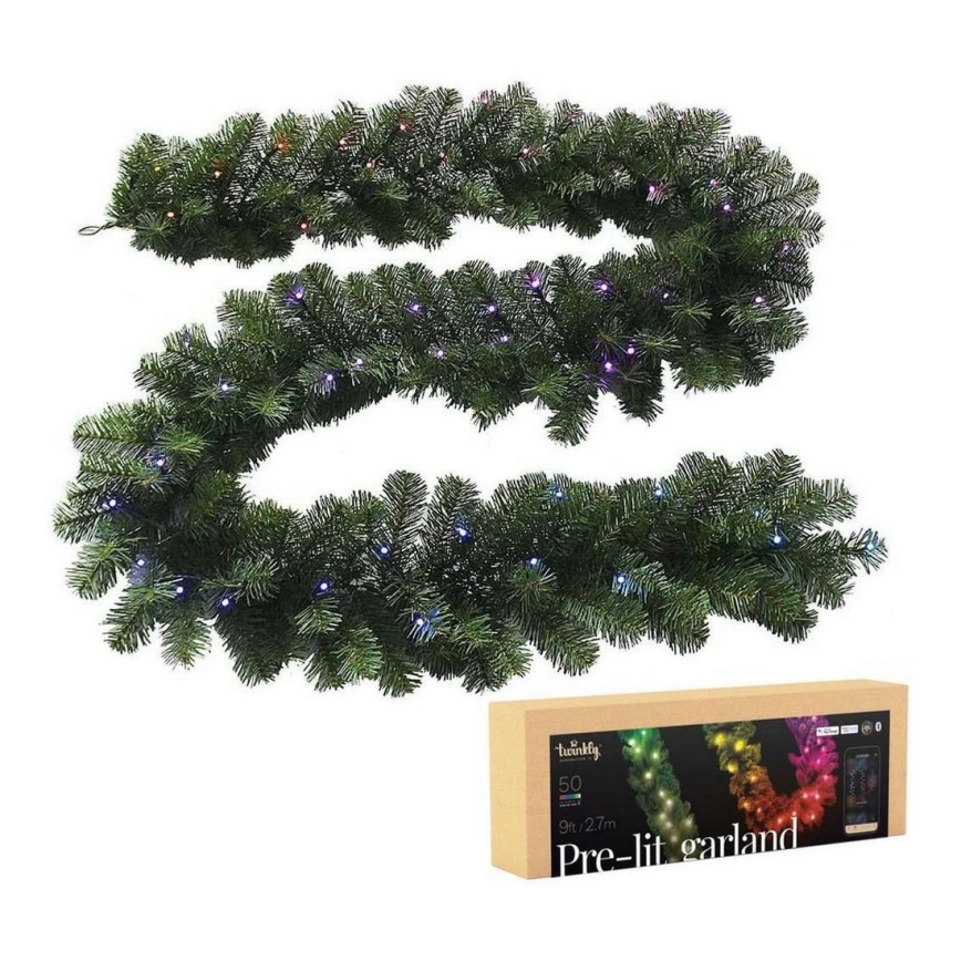 Twinkly - LED RGBW Stmívatelná vánoční dekorace PRE-LIT GARLAND 50xLED 3,15 m Wi-Fi