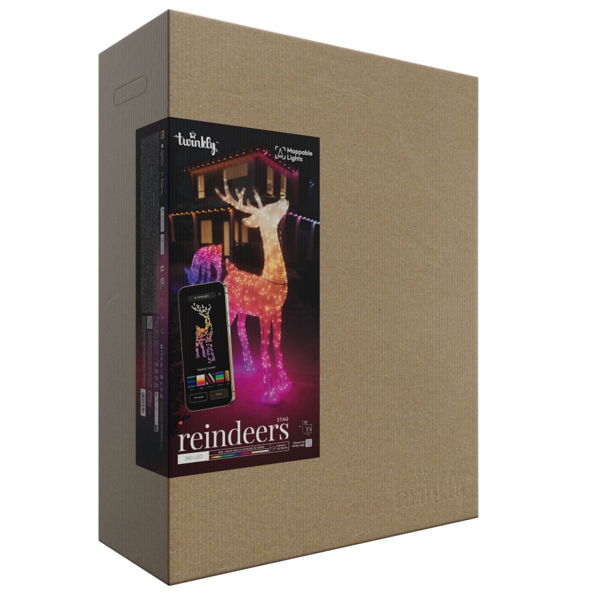 Twinkly - LED RGBW Stmívatelný venkovní vánoční sob REINGEERS 240xLED IP44 Wi-Fi