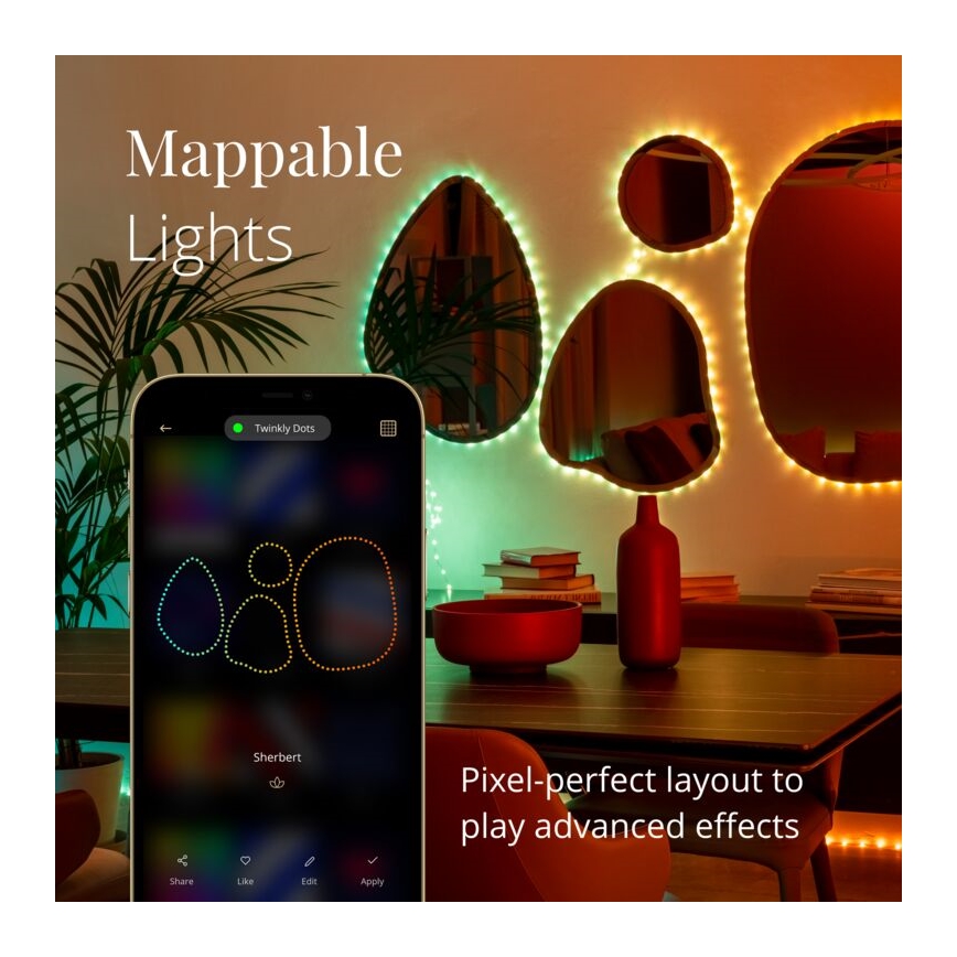 Twinkly - LED RGB Venkovní stmívatelný pásek DOTS 400xLED 20 m IP44 Wi-Fi