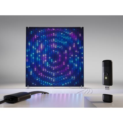 Twinkly - LED RGBW Stmívatelná hudební venkovní světelná stěna LIGHTWALL 1120xLED 2,6x2,7 m IP44 Wi-Fi + Music Dongle