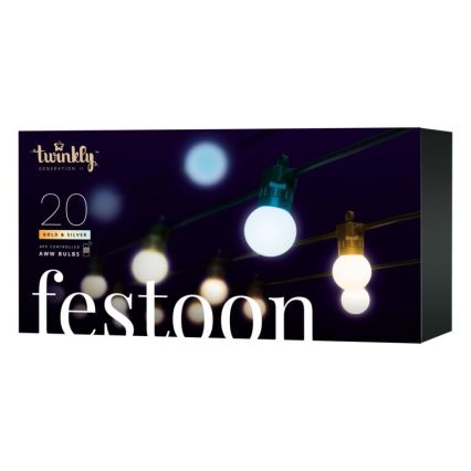 Twinkly - LED Stmívatelný venkovní dekorační řetěz FESTOON 20xLED 14m IP44 Wi-Fi