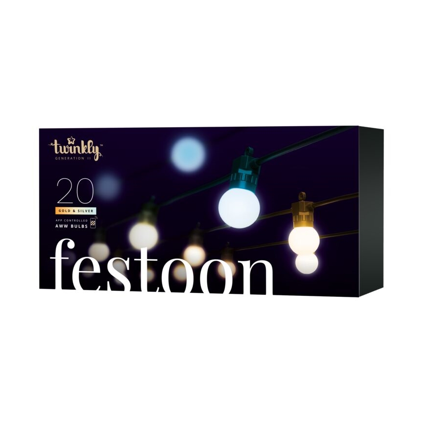 Twinkly - LED Stmívatelný venkovní dekorační řetěz FESTOON 20xLED 14m IP44 Wi-Fi