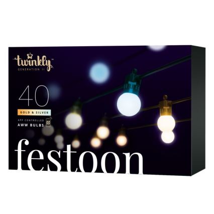 Twinkly - LED Stmívatelný venkovní dekorační řetěz FESTOON 40xLED 24m IP44 Wi-Fi