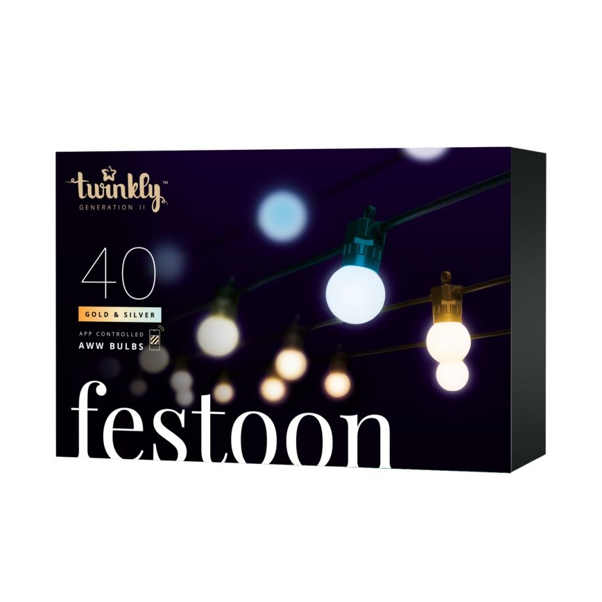Twinkly - LED Stmívatelný venkovní dekorační řetěz FESTOON 40xLED 24m IP44 Wi-Fi