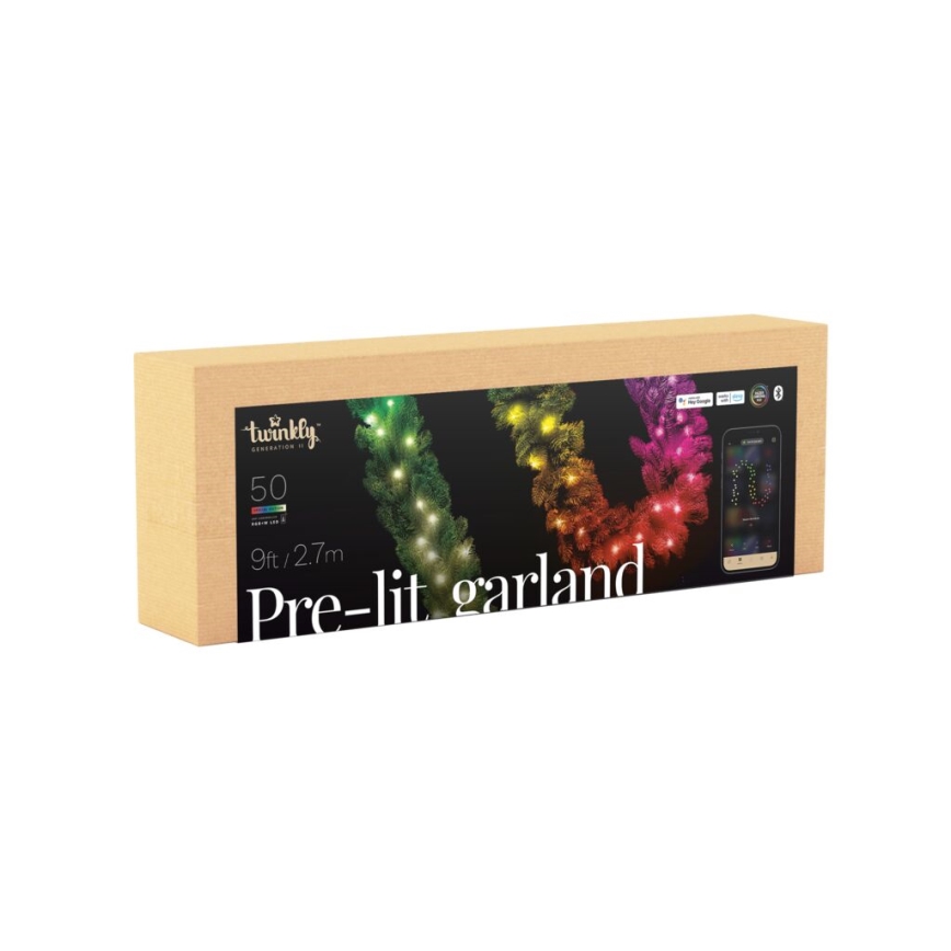 Twinkly - LED RGBW Stmívatelná vánoční dekorace PRE-LIT GARLAND 50xLED 3,15 m Wi-Fi