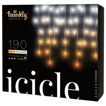 Twinkly - LED Stmívatelný venkovní vánoční závěs ICICLE 190xLED 11,5m IP44 Wi-Fi