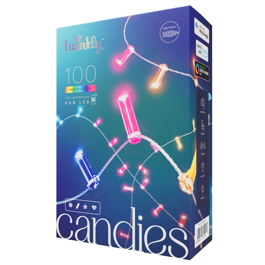 Twinkly - LED RGB Stmívatelný  řetěz CANDIES 100xLED 8 m USB Wi-Fi
