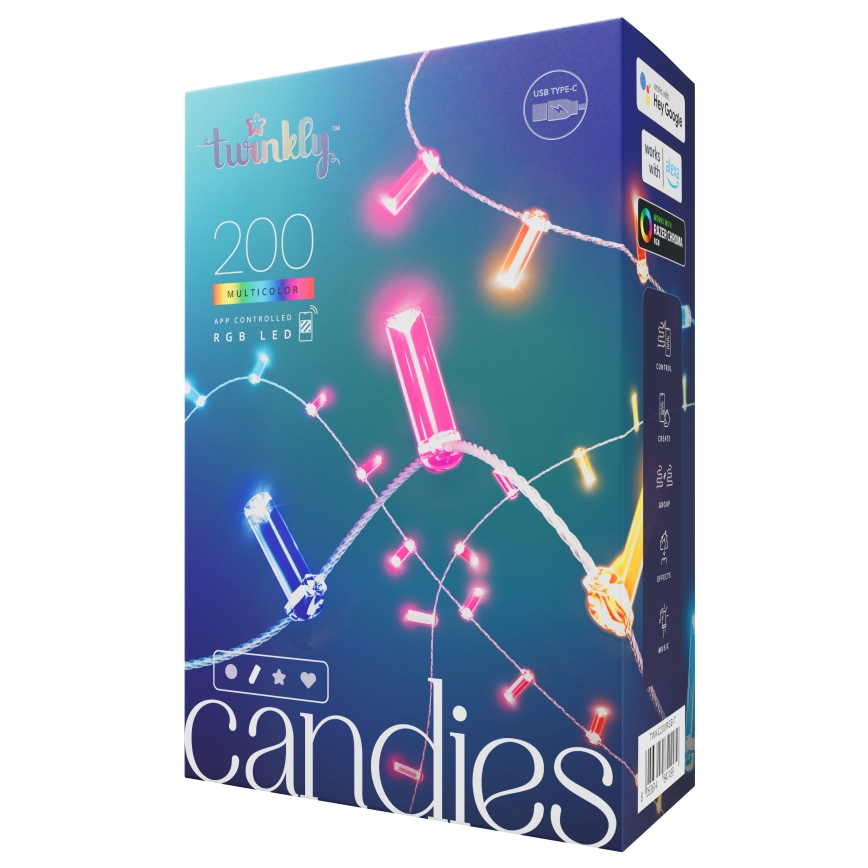 Twinkly - LED RGB Stmívatelný  řetěz CANDIES 200xLED 14 m USB Wi-Fi