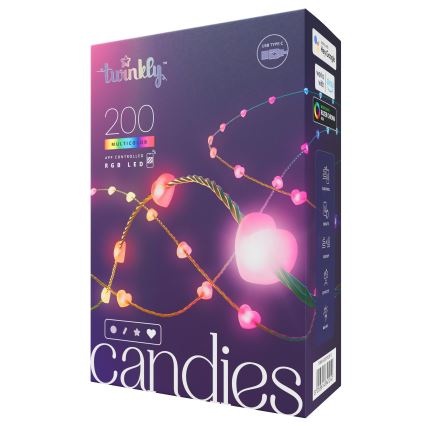 Twinkly - LED RGB Stmívatelný vánoční řetěz CANDIES 200xLED 14 m USB Wi-Fi