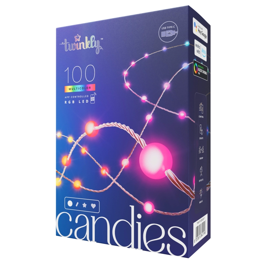 Twinkly - LED RGB Stmívatelný  řetěz CANDIES 100xLED 8 m USB Wi-Fi