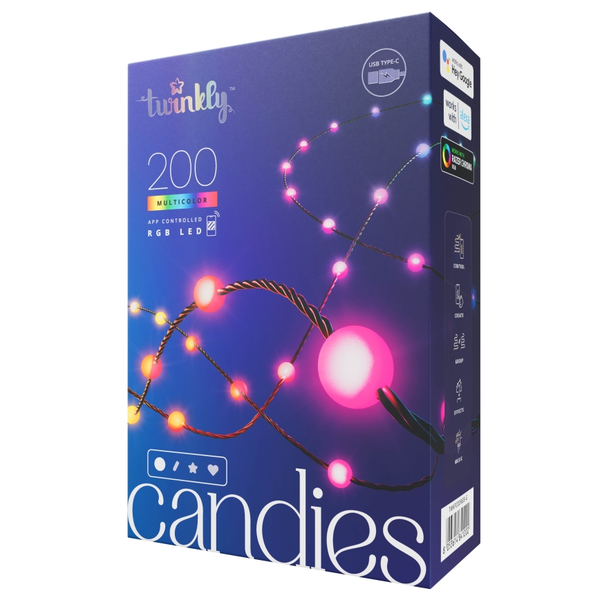 Twinkly - LED RGB Stmívatelný  řetěz CANDIES 200xLED 14 m USB Wi-Fi