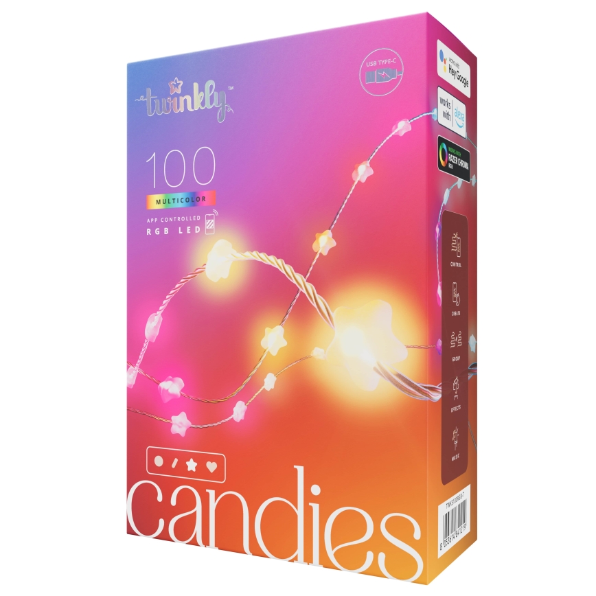 Twinkly - LED RGB Stmívatelný  řetěz CANDIES 100xLED 8 m USB Wi-Fi