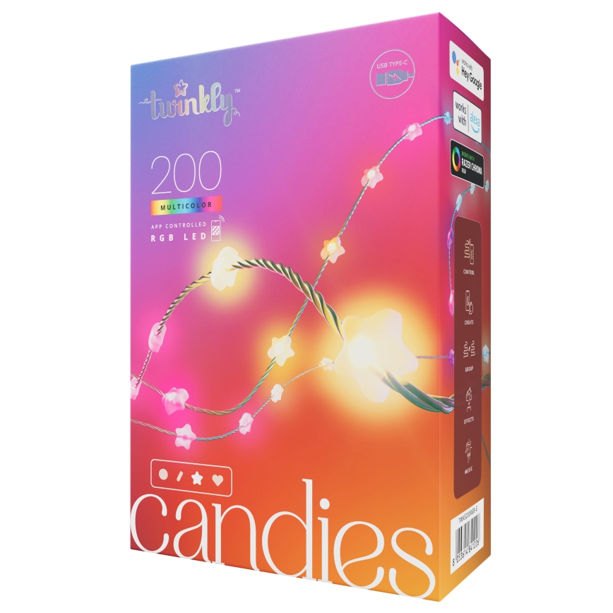 Twinkly - LED RGB Stmívatelný  řetěz CANDIES 200xLED 14 m USB Wi-Fi