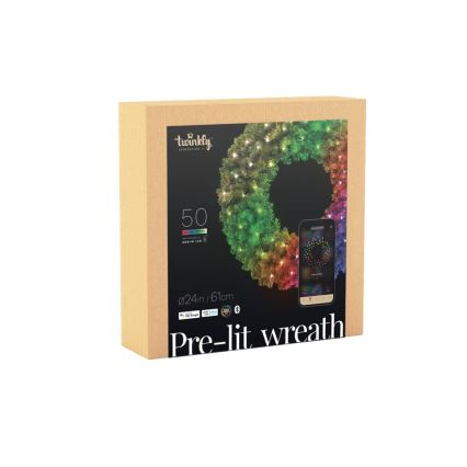 Twinkly - LED RGB Stmívatelný vánoční věnec PRE-LIT WREATH 50xLED pr. 61cm Wi-Fi