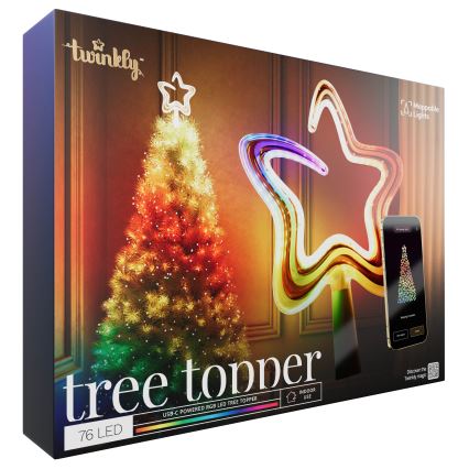 Twinkly - LED RGB Stmívatelná vánoční hvězda TREE TOPPER 76xLED USB Wi-Fi