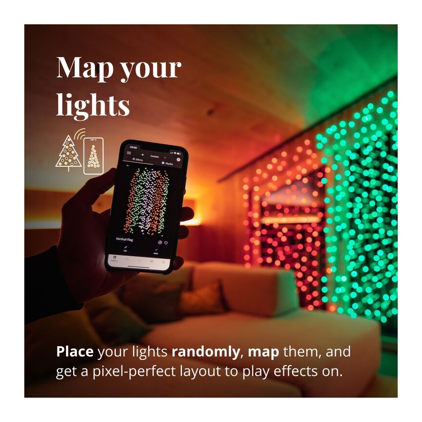 Twinkly - LED RGBW Stmívatelný venkovní vánoční závěs CURTAIN 210xLED 6,1m IP44 Wi-Fi