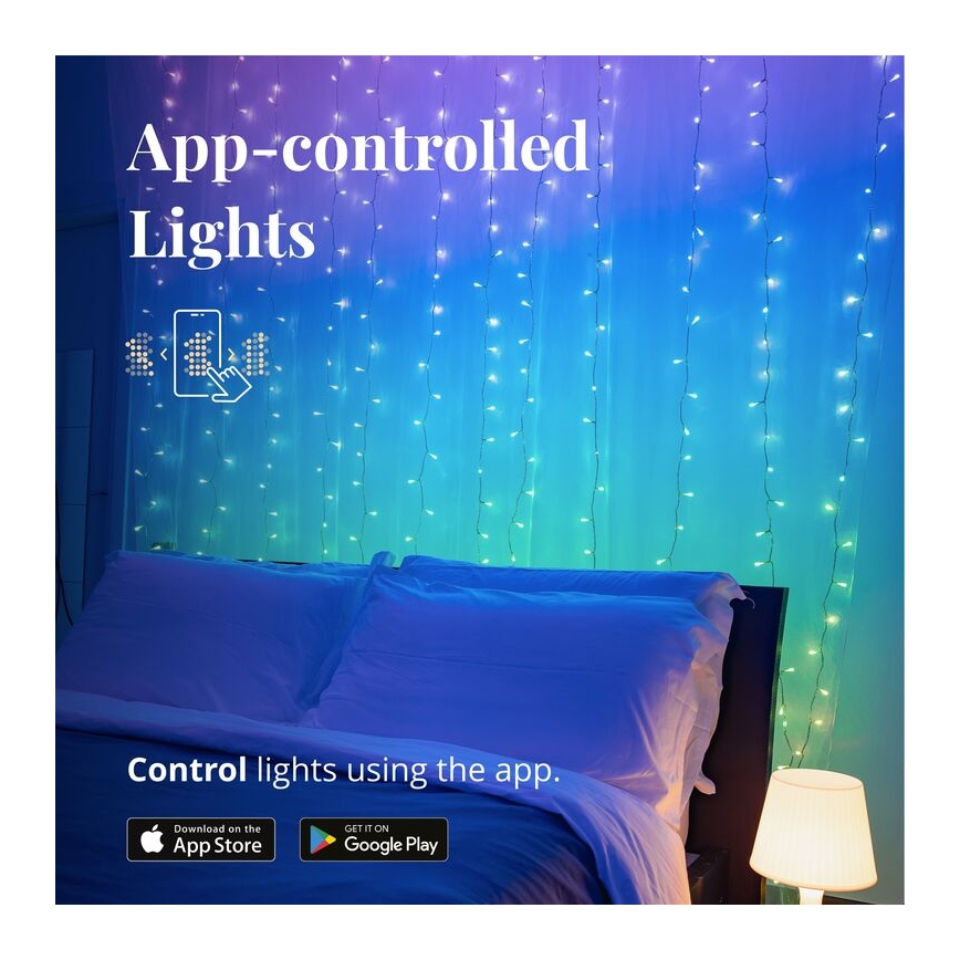Twinkly - LED RGBW Stmívatelný venkovní vánoční závěs CURTAIN 210xLED 6,1m IP44 Wi-Fi