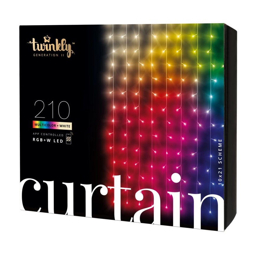 Twinkly - LED RGBW Stmívatelný venkovní vánoční závěs CURTAIN 210xLED 6,1m IP44 Wi-Fi
