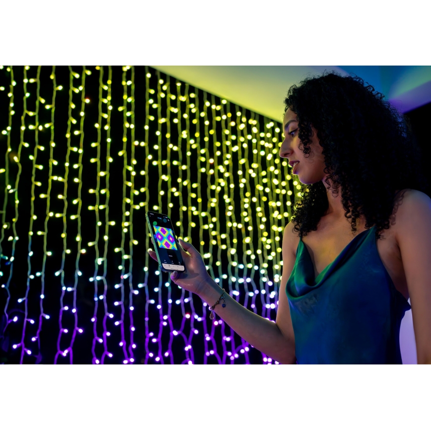 Twinkly -  LED RGBW Stmívatelný venkovní vánoční závěs CURTAIN 400xLED 6 m IP44 Wi-Fi