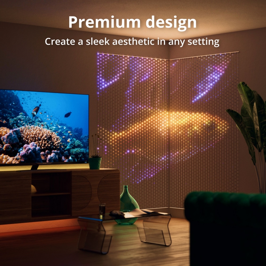 Twinkly - LED RGB Stmívatelný  závěs MATRIX 480xLED 1x1 m Wi-Fi