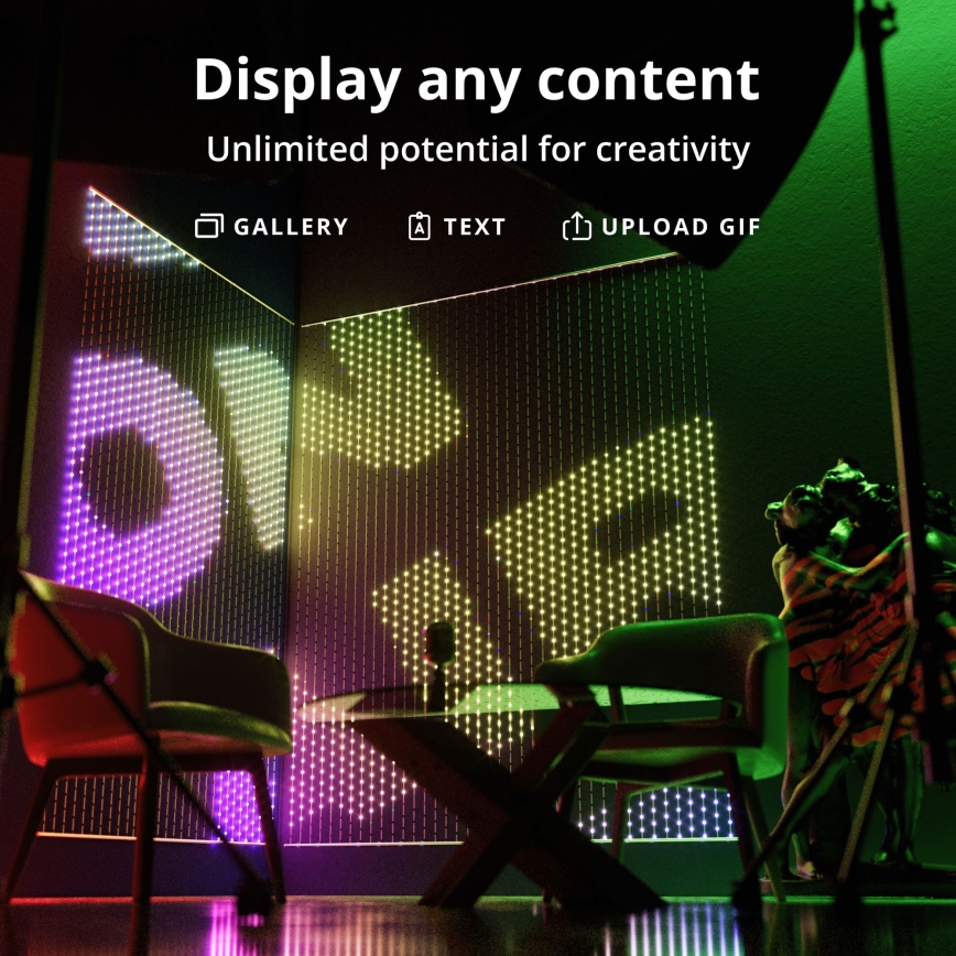 Twinkly - LED RGB Stmívatelný  závěs MATRIX 480xLED 1x1 m Wi-Fi