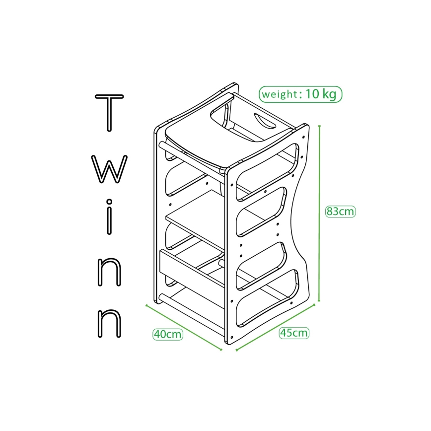 Učící věž TWINN 83x45 cm hnědá