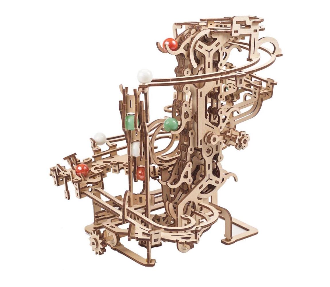 Ugears 3D dřevěné mechanické puzzle Kuličková dráha řetězová