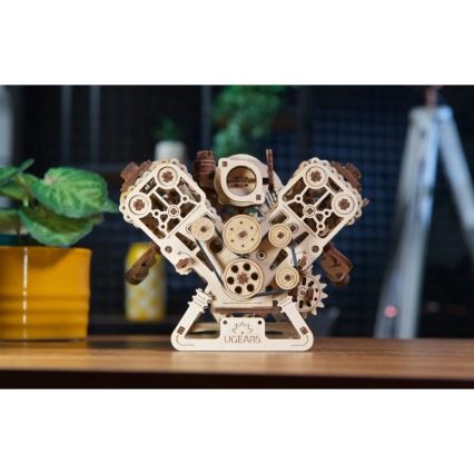 Ugears - 3D dřevěné mechanické puzzle Motor V8