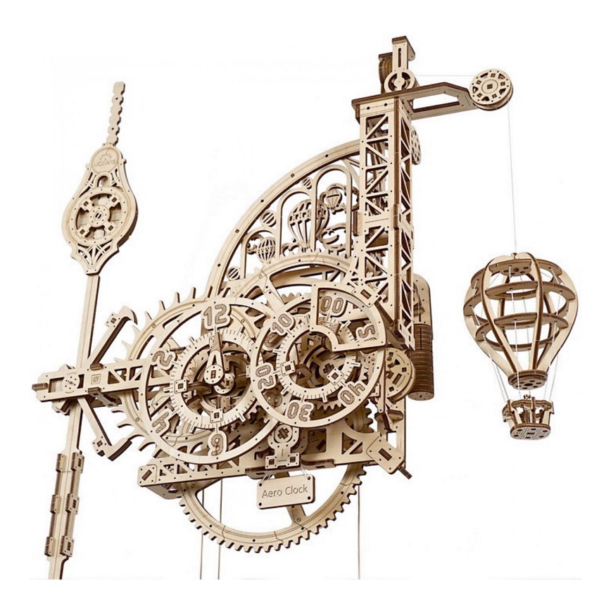 Ugears - 3D dřevěné mechanické puzzle Nástěnné hodiny Aero