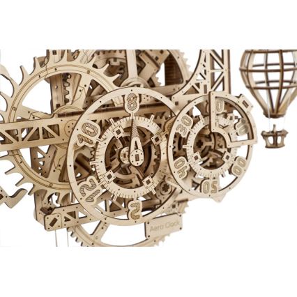 Ugears - 3D dřevěné mechanické puzzle Nástěnné hodiny Aero