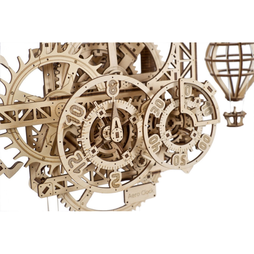 Ugears - 3D dřevěné mechanické puzzle Nástěnné hodiny Aero