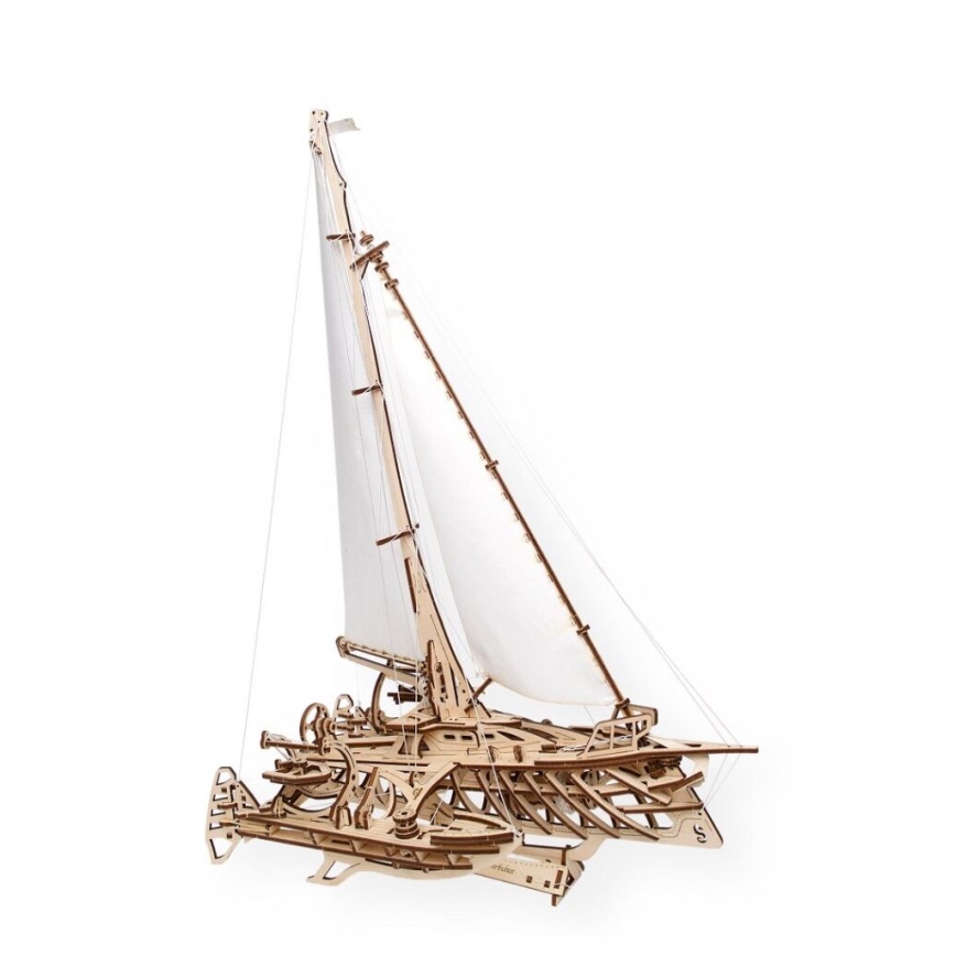 Ugears - 3D dřevěné mechanické puzzle Plachetnice Merihobus trimarán