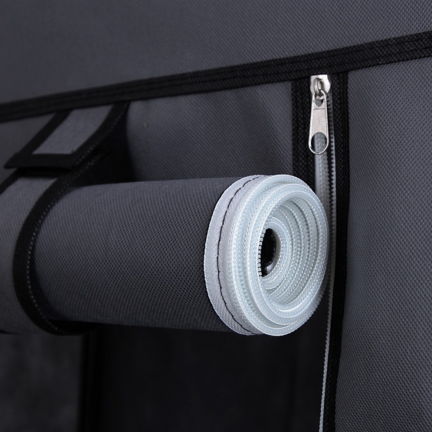 Úložná látková skříň s policemi a šatní tyčí MATIS 110x175 cm šedá