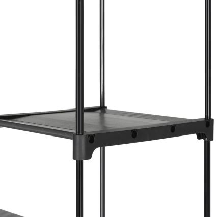 Úložná látková skříň s policemi a šatní tyčí MATIS 140x174 cm černá