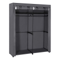 Úložná látková skříň s policemi a šatní tyčí MATIS 140x174 cm šedá