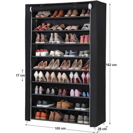 Úložná látková skříň s policemi MATIS 100x162 cm černá