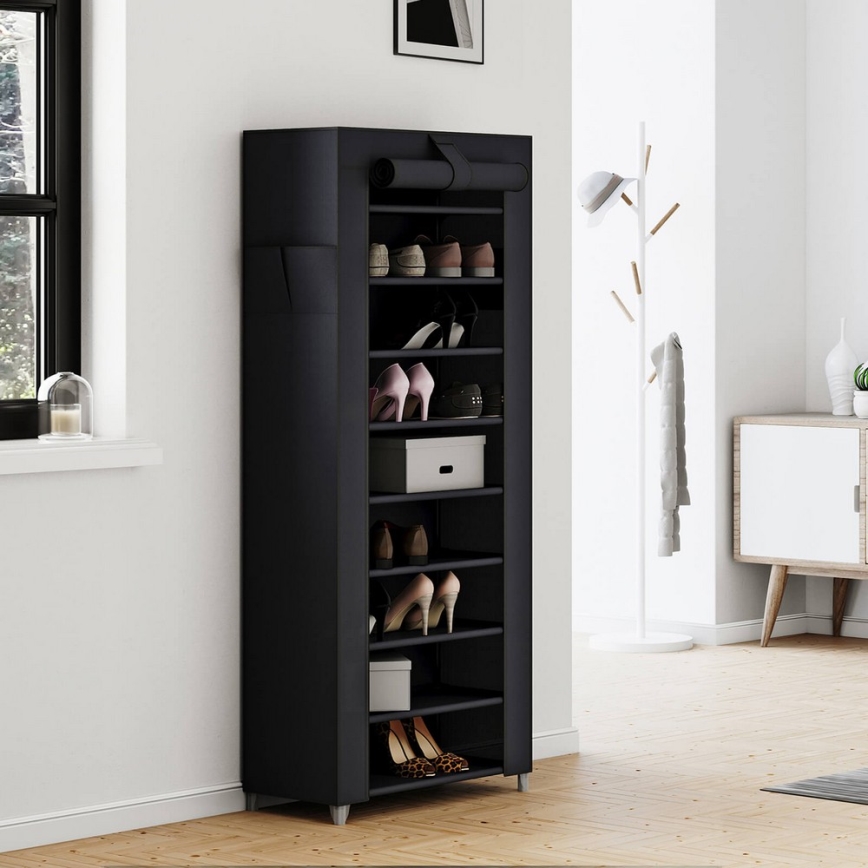 Úložná látková skříň s policemi MATIS 58x160 cm černá