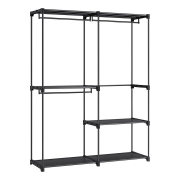 Úložná skříň s policemi a šatní tyčí MATIS 138x182 cm černá