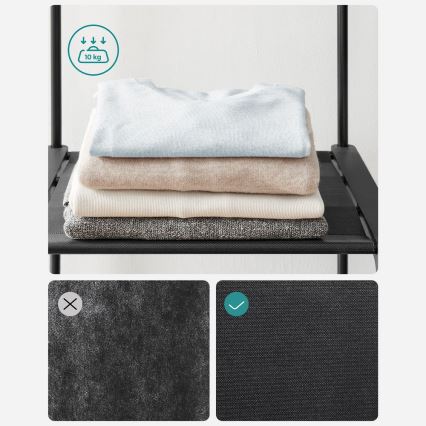 Úložná skříň s policemi a šatní tyčí MATIS 138x182 cm černá