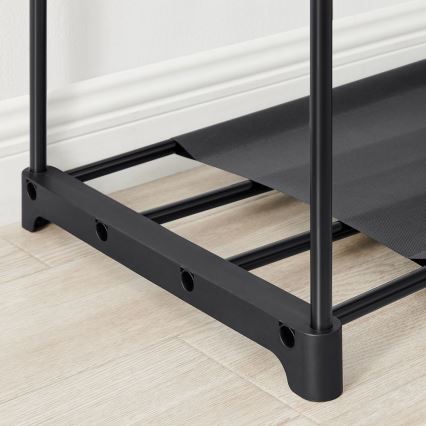 Úložná skříň s policemi a šatní tyčí MATIS 138x182 cm černá