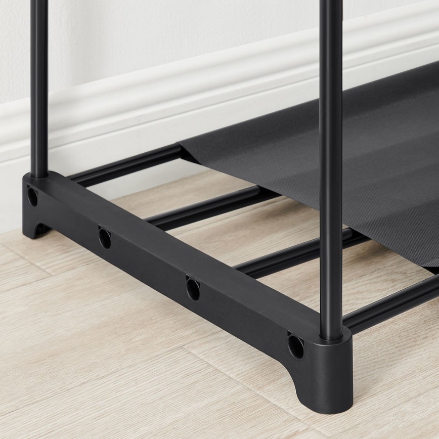 Úložná skříň s policemi a šatní tyčí MATIS 138x182 cm černá