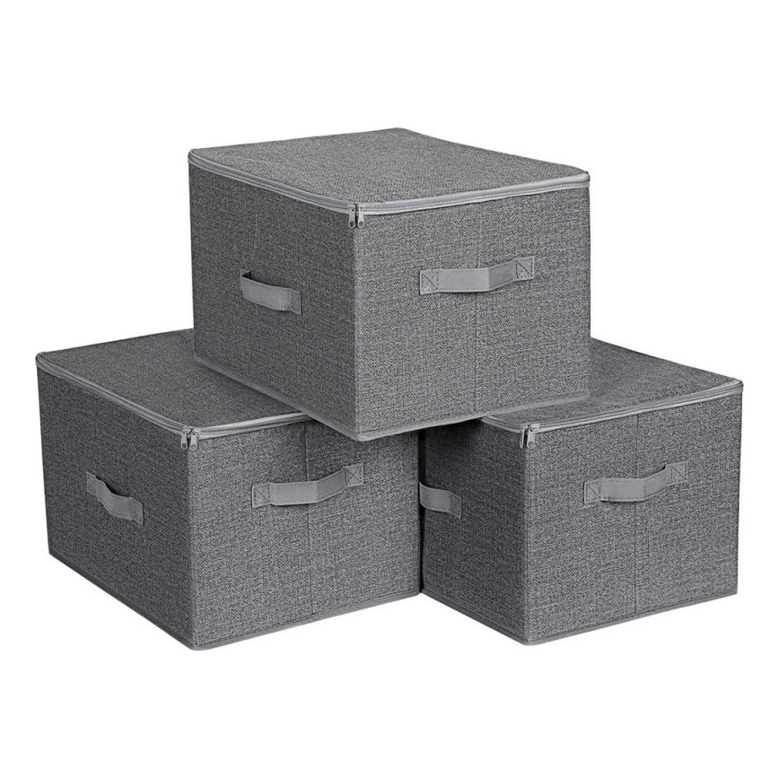 Úložný box se zipem 3 ks CURAN šedá