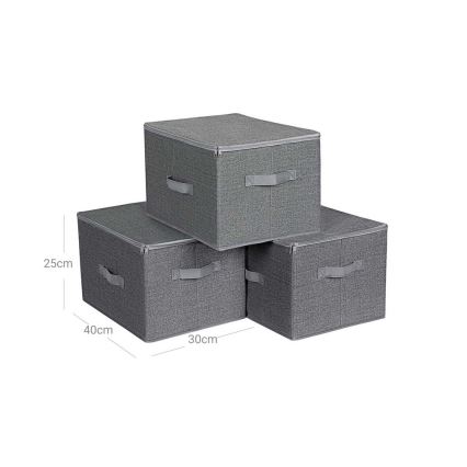 Úložný box se zipem 3 ks CURAN šedá