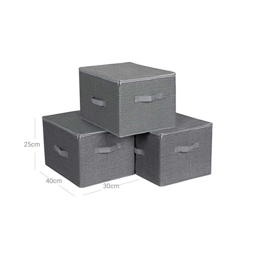 Úložný box se zipem 3 ks CURAN šedá