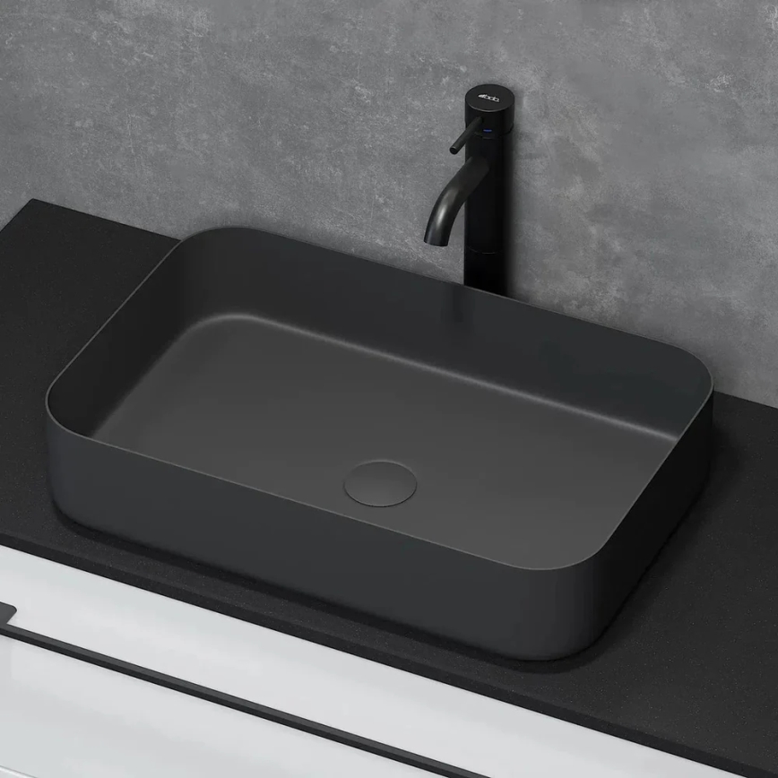 Umyvadlo na desku LJORDAL 52x34 cm ocel/černá