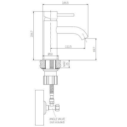 Umyvadlová baterie ANHOLT 15,6 cm lesklá mosaz