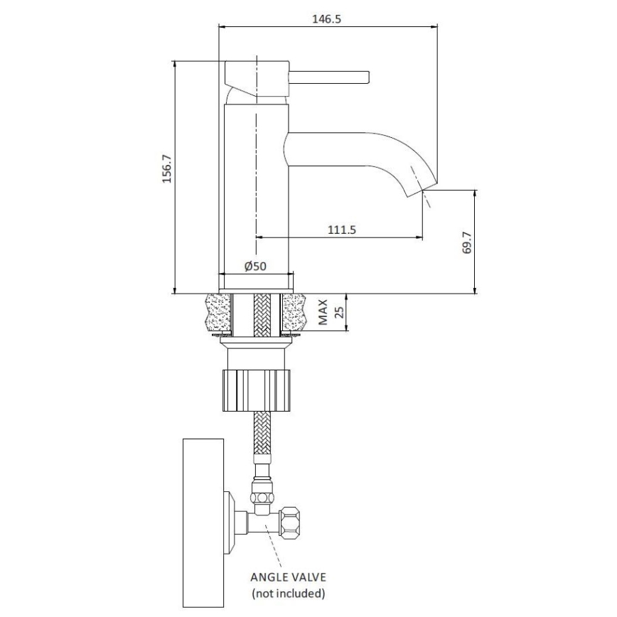 Umyvadlová baterie DRAGOR 15,6 cm matná černá