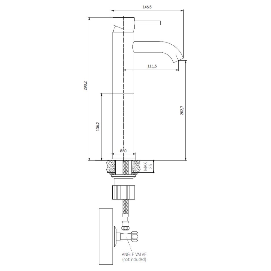 Umyvadlová baterie DRAGOR 29 cm matná černá