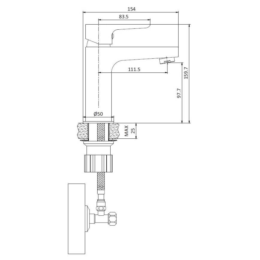 Umyvadlová baterie NAESBY 15,9 cm matná černá
