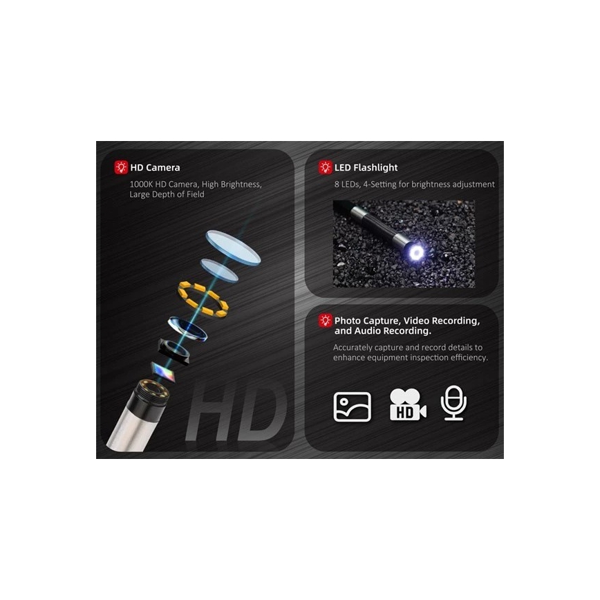 Uni-T - Boroskop 3,7V 3000 mAh IP67 3m